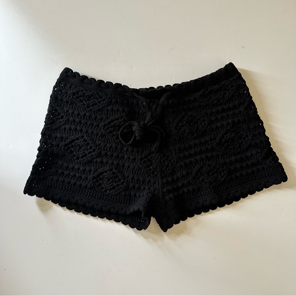 Saint Laurent Crochet Shorts Noir Black Wool Knit Italy - Picture 3 of 8